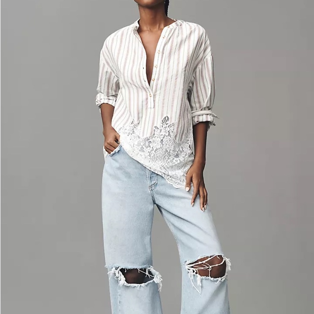 Pilcro Long-Sleeve Lacey Tunic Top - Picture 4 of 6